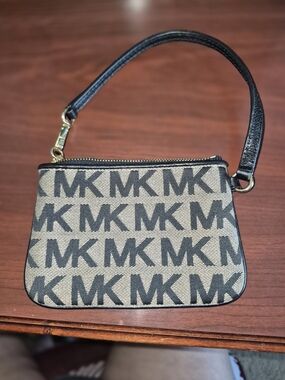 Michael Kors Black Logo Canvas Wristlet